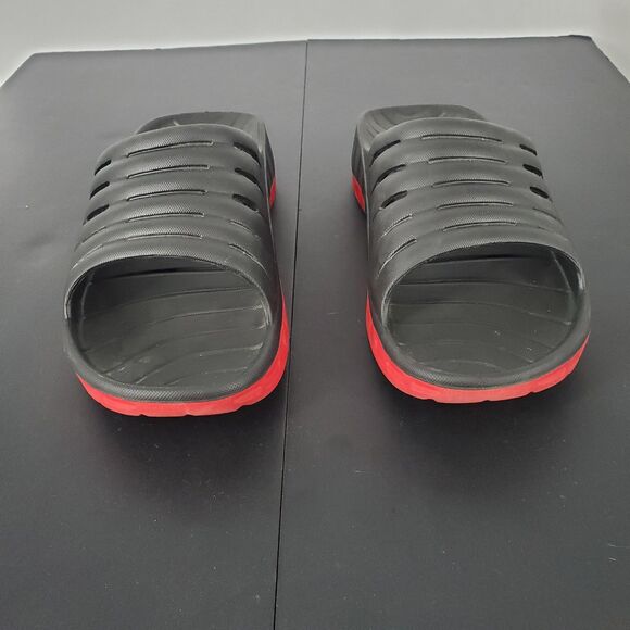 KUAILU Sandals Slides Size 6 Black Red Cushioned Recovery Slip On Comfort - Picture 1 of 6